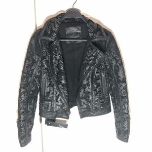 Buffalo mesh leather jacket